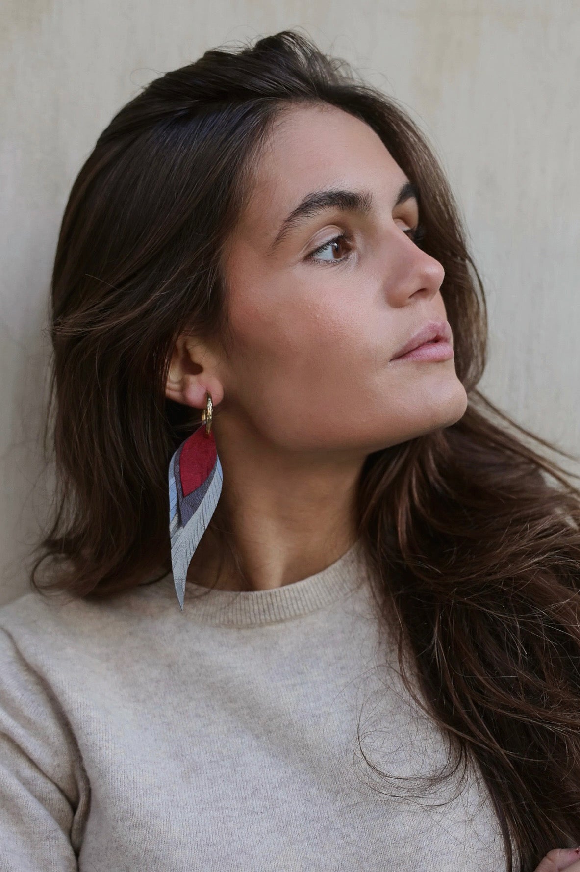 Pendiente Pluma Pequeño Gris