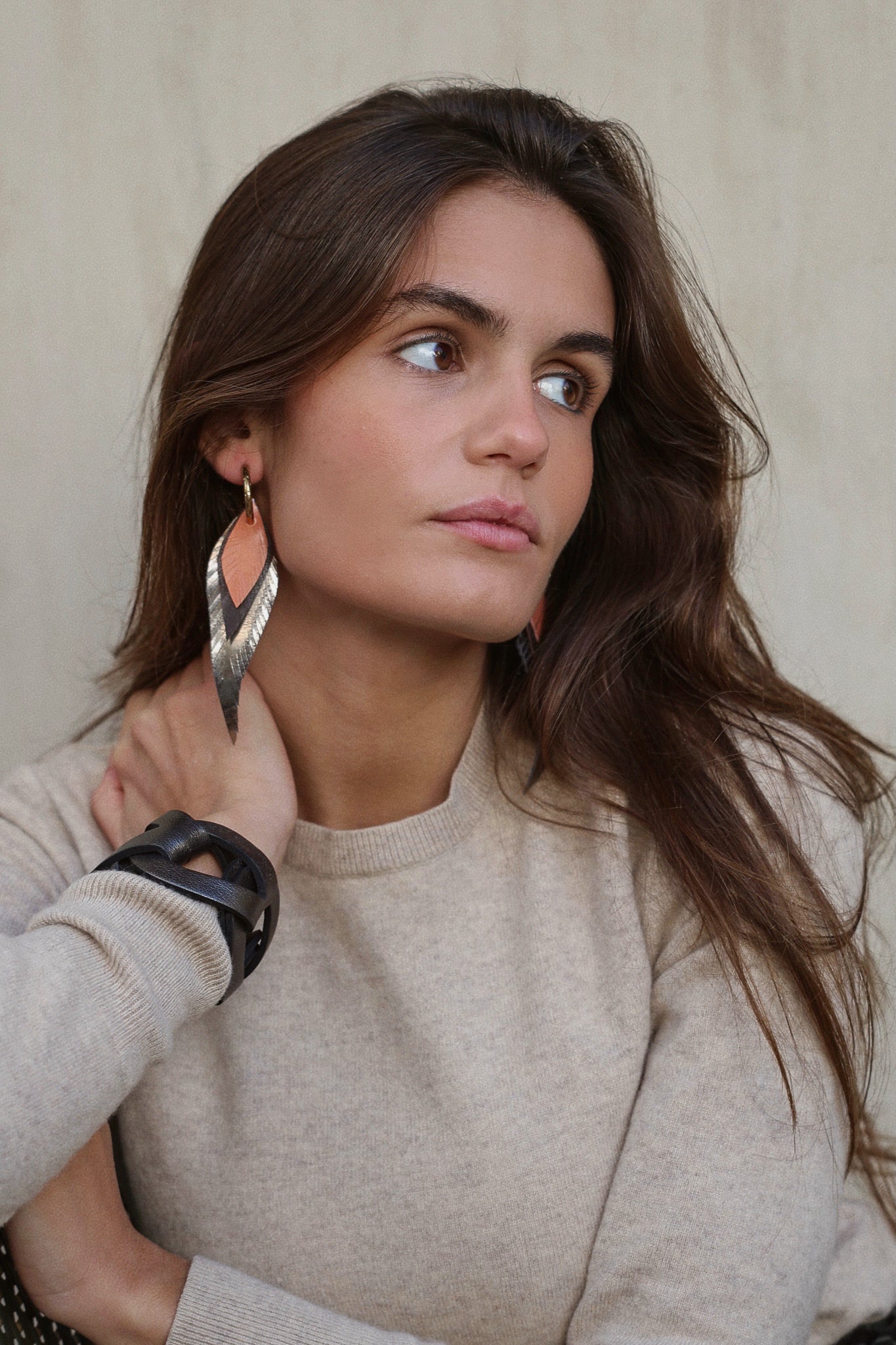 Pendiente Pequeño Pluma Plata