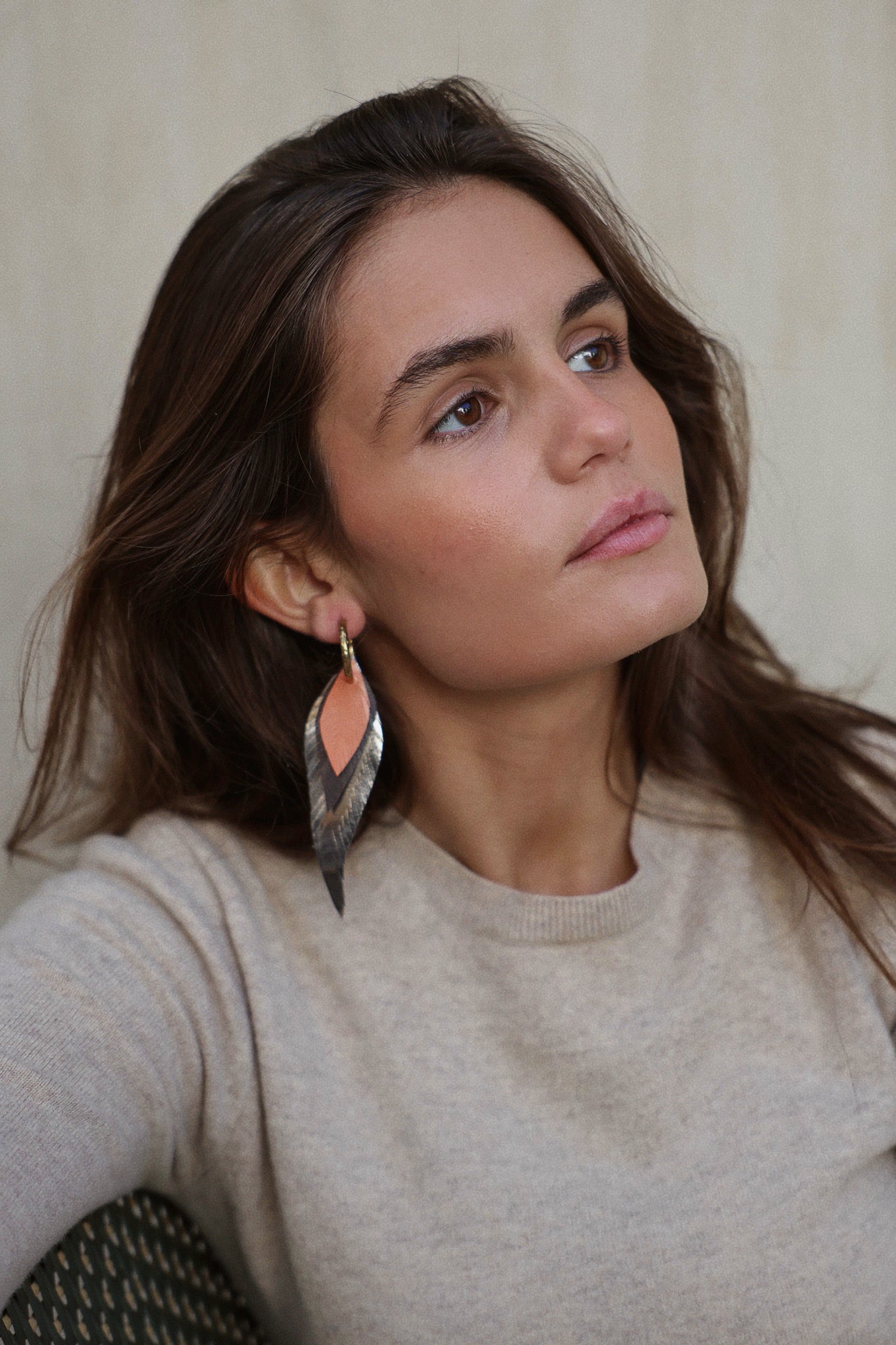 Pendiente Pequeño Pluma Plata