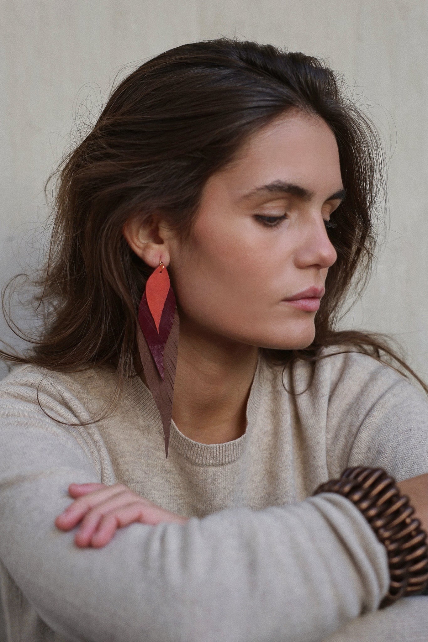 Pendiente Pluma Grande Topo