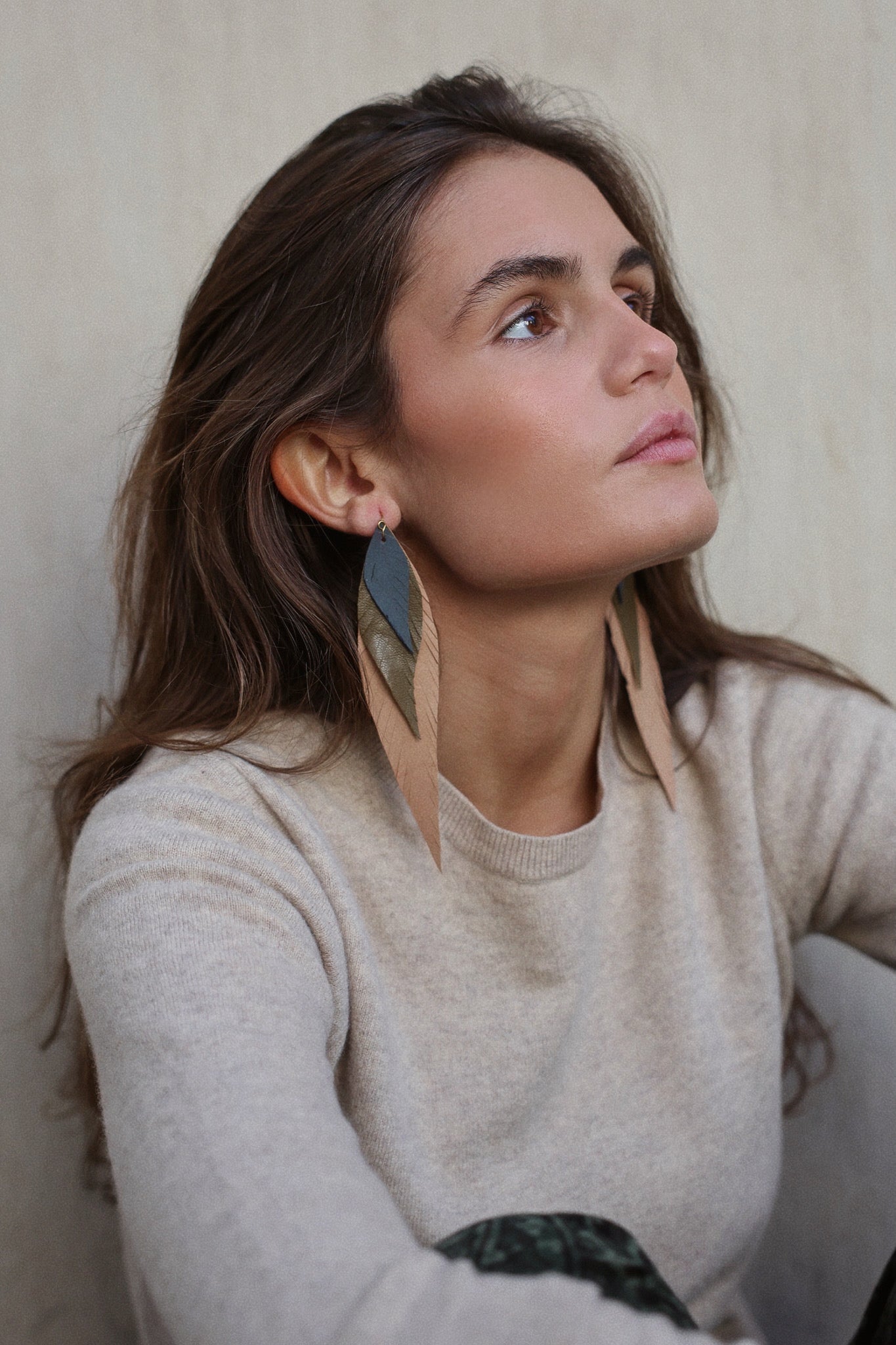 Pendiente Pluma Grande Nude