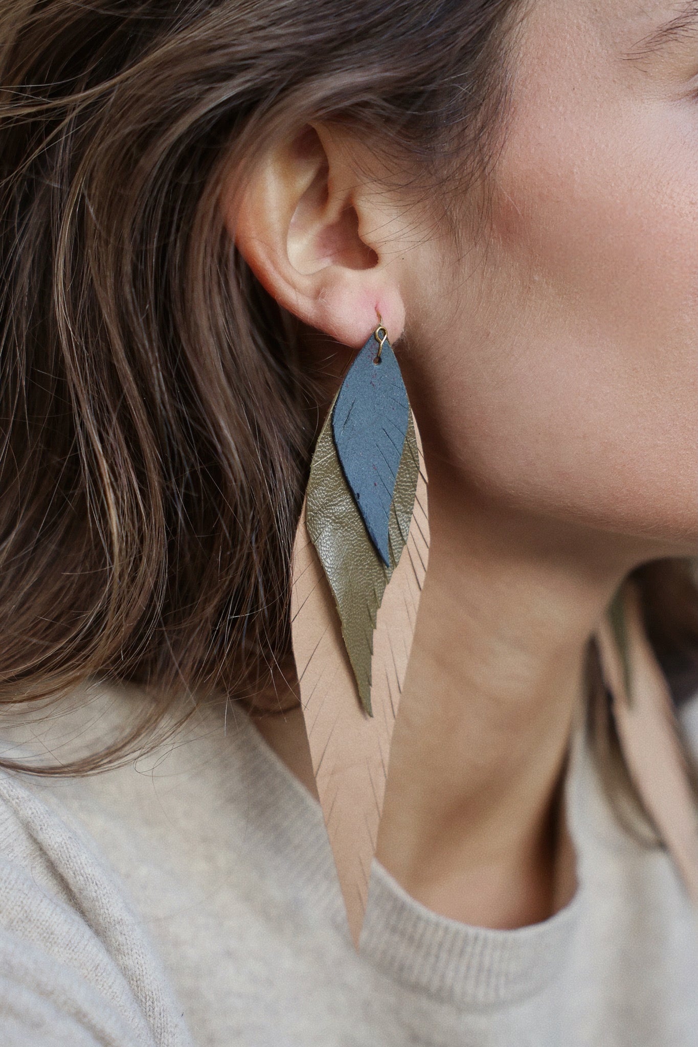 Pendiente Pluma Grande Nude