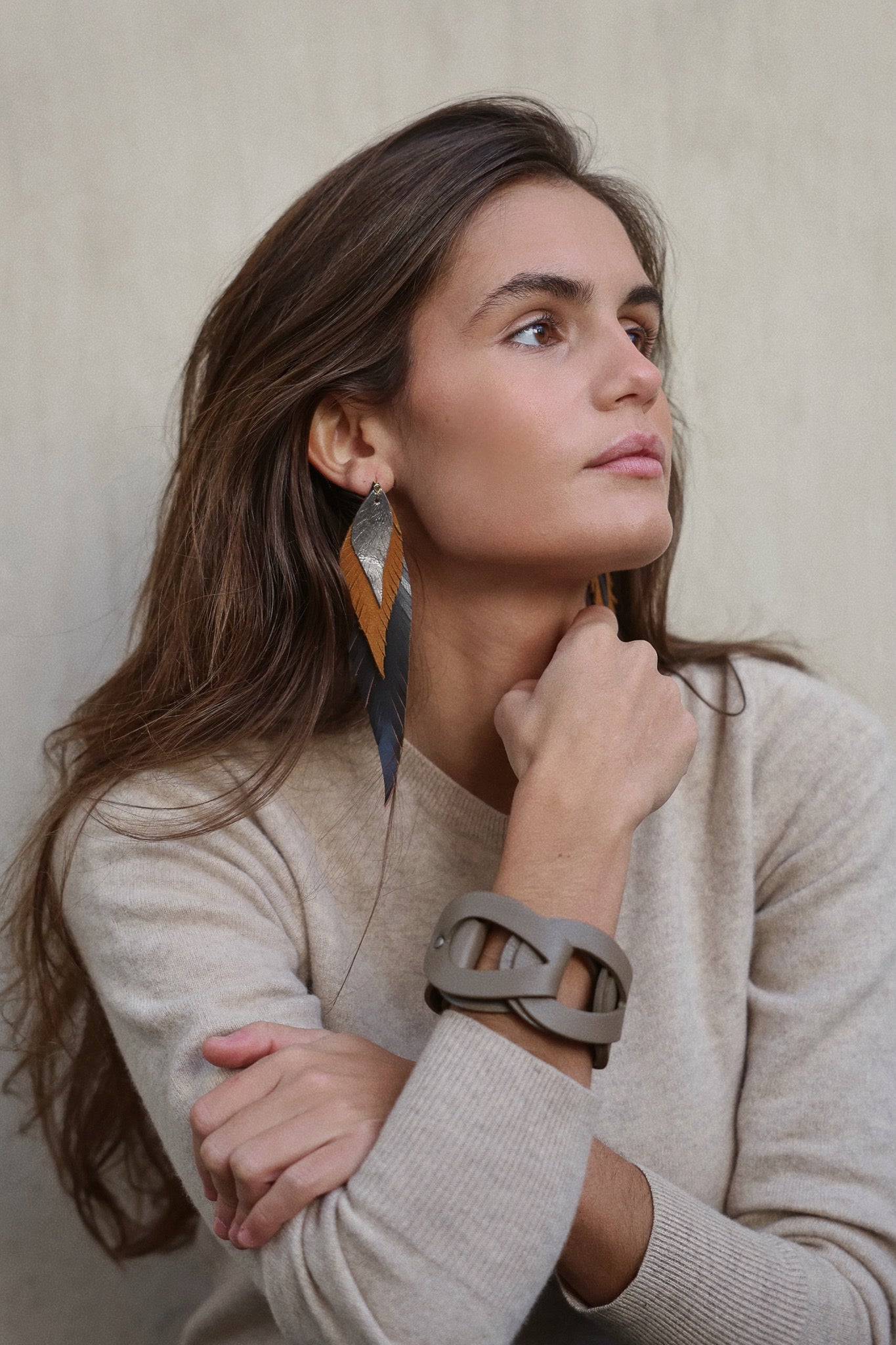 Pendiente Pluma Grande Acero