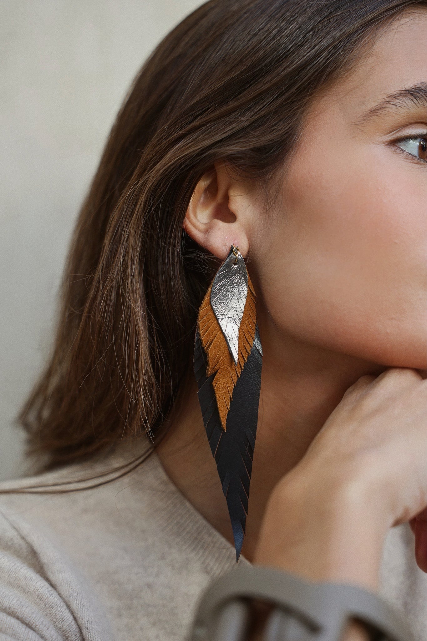 Pendiente Pluma Grande Acero