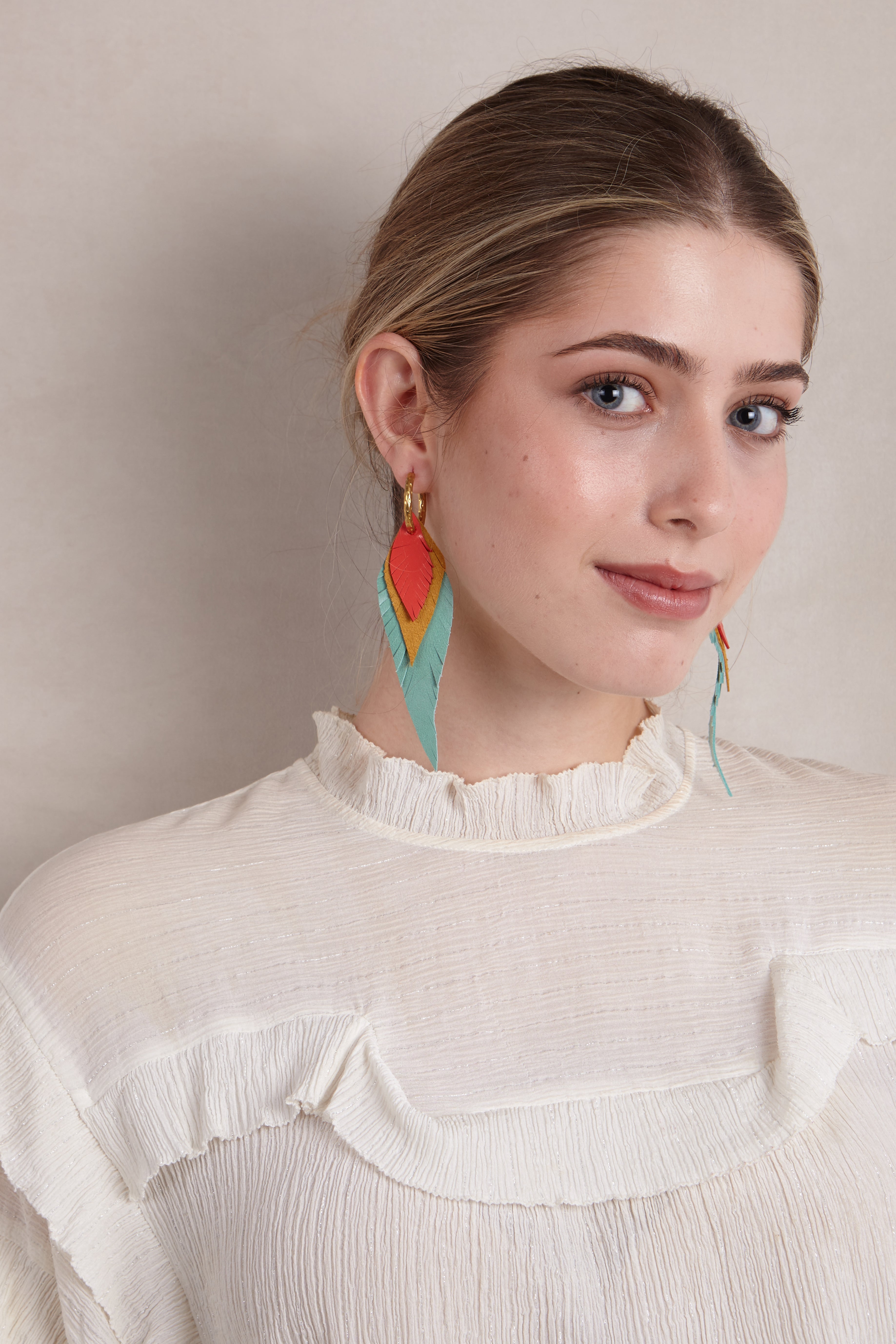 Small Purple Feather Earring