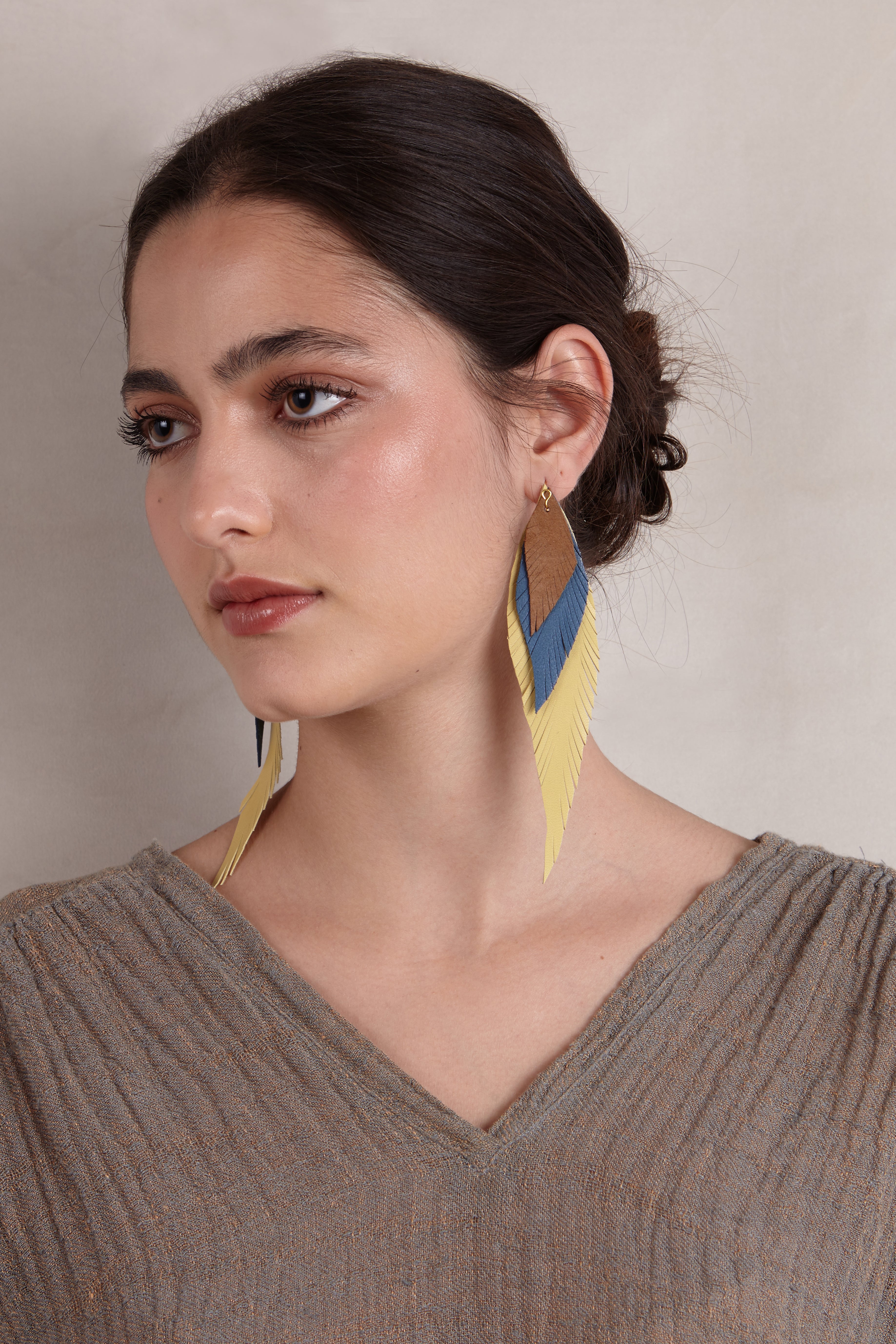 Large Mink Feather Earring