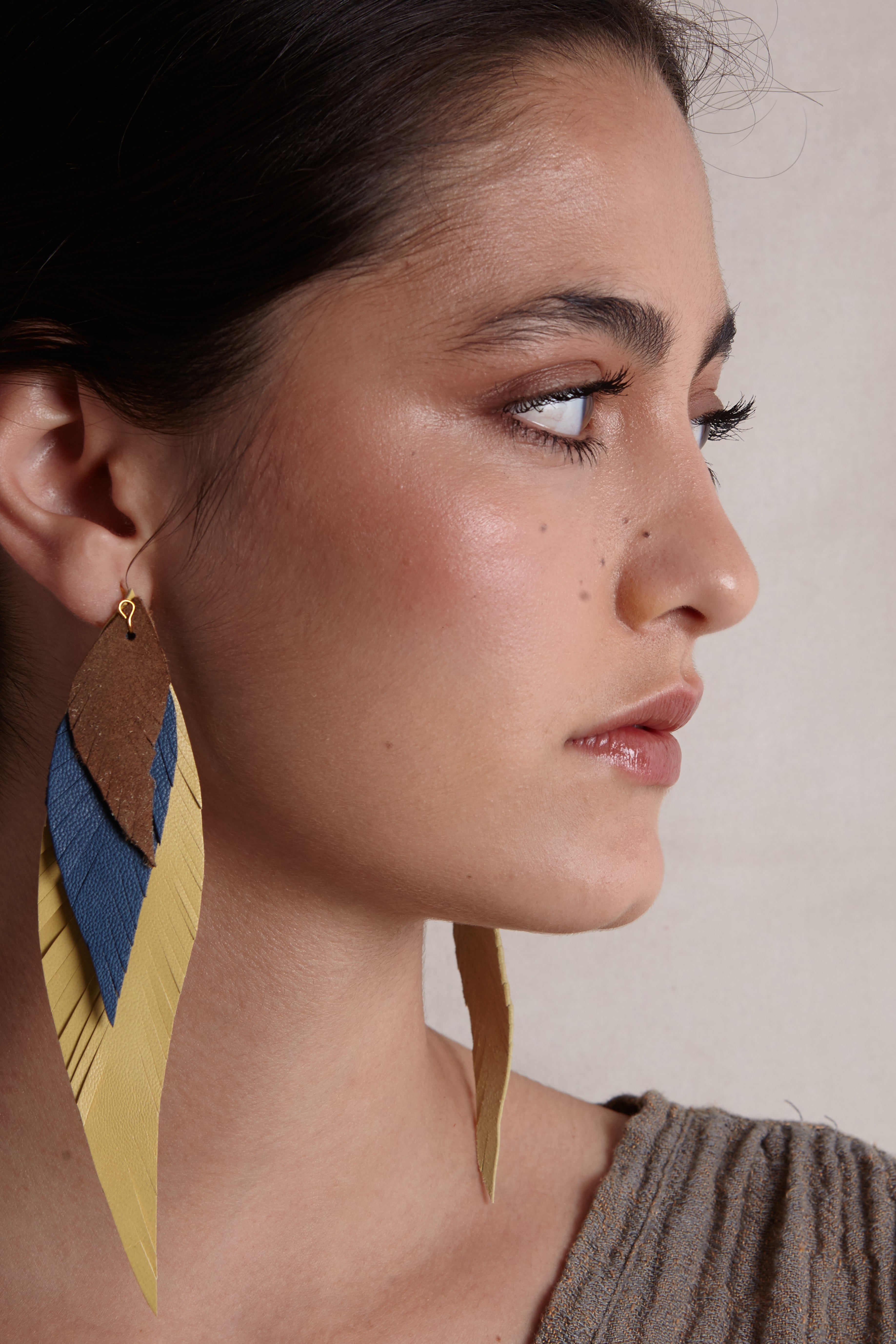 Large Mink Feather Earring