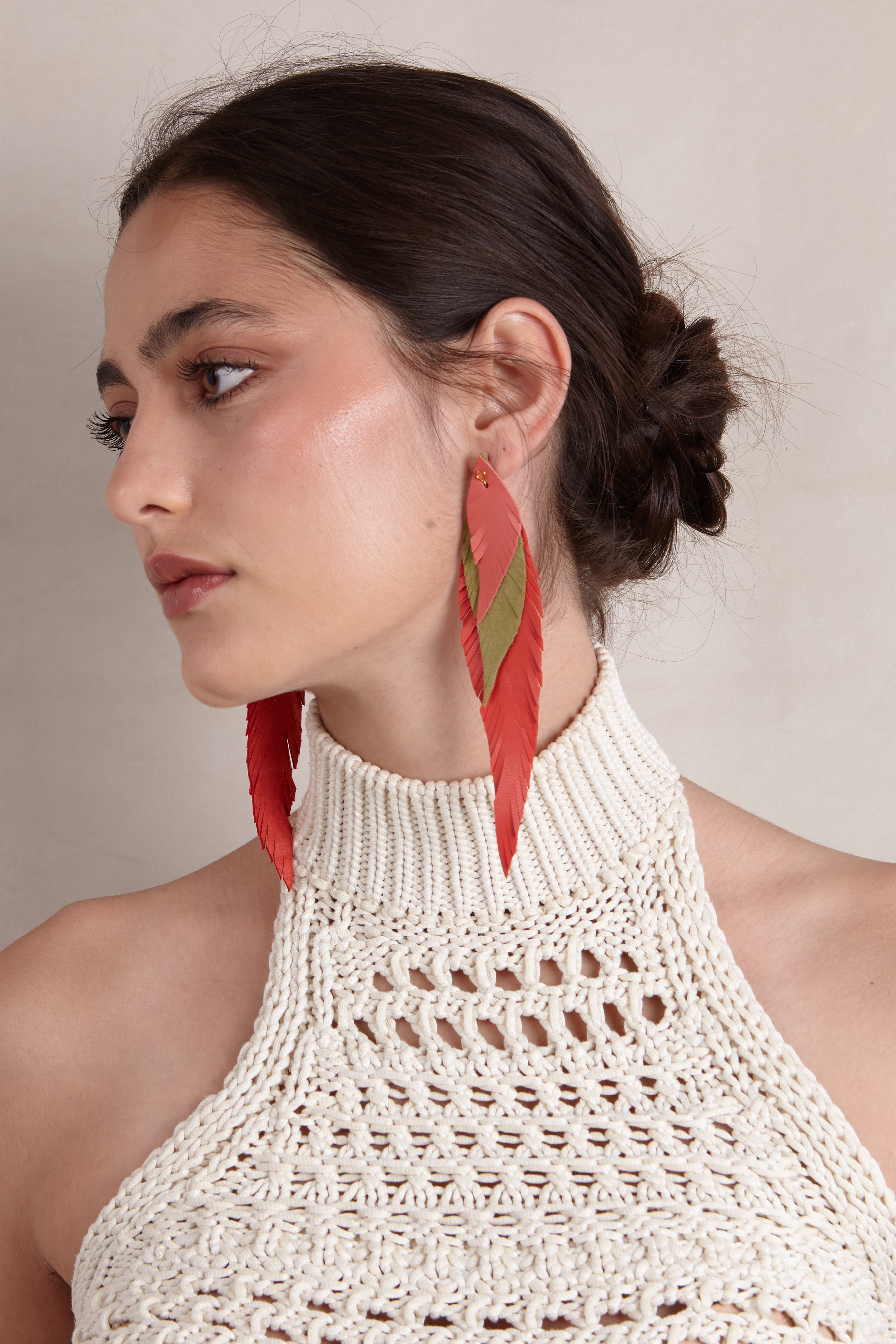 Large Mink Feather Earring