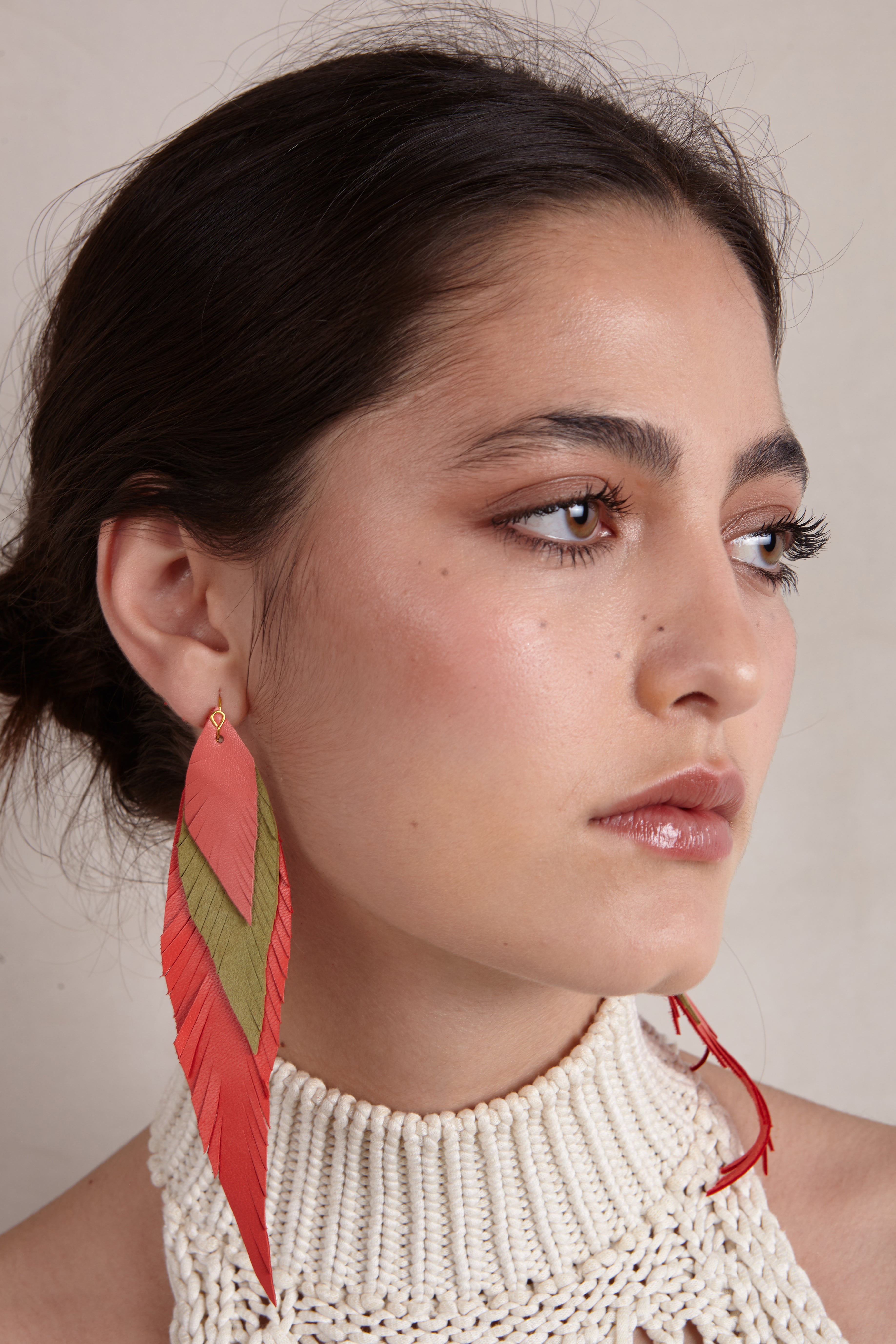 Large Mink Feather Earring