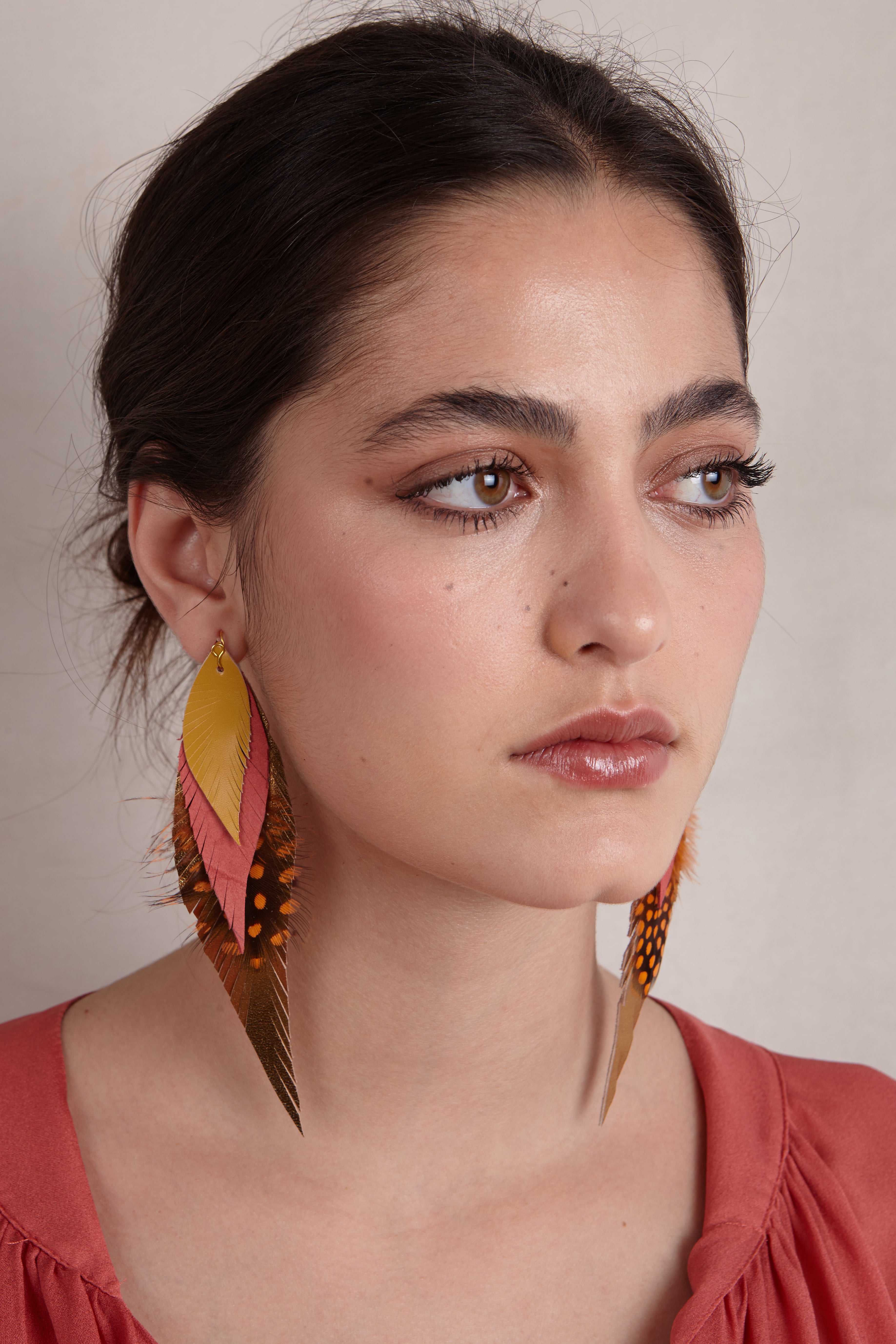 Large Mink Feather Earring