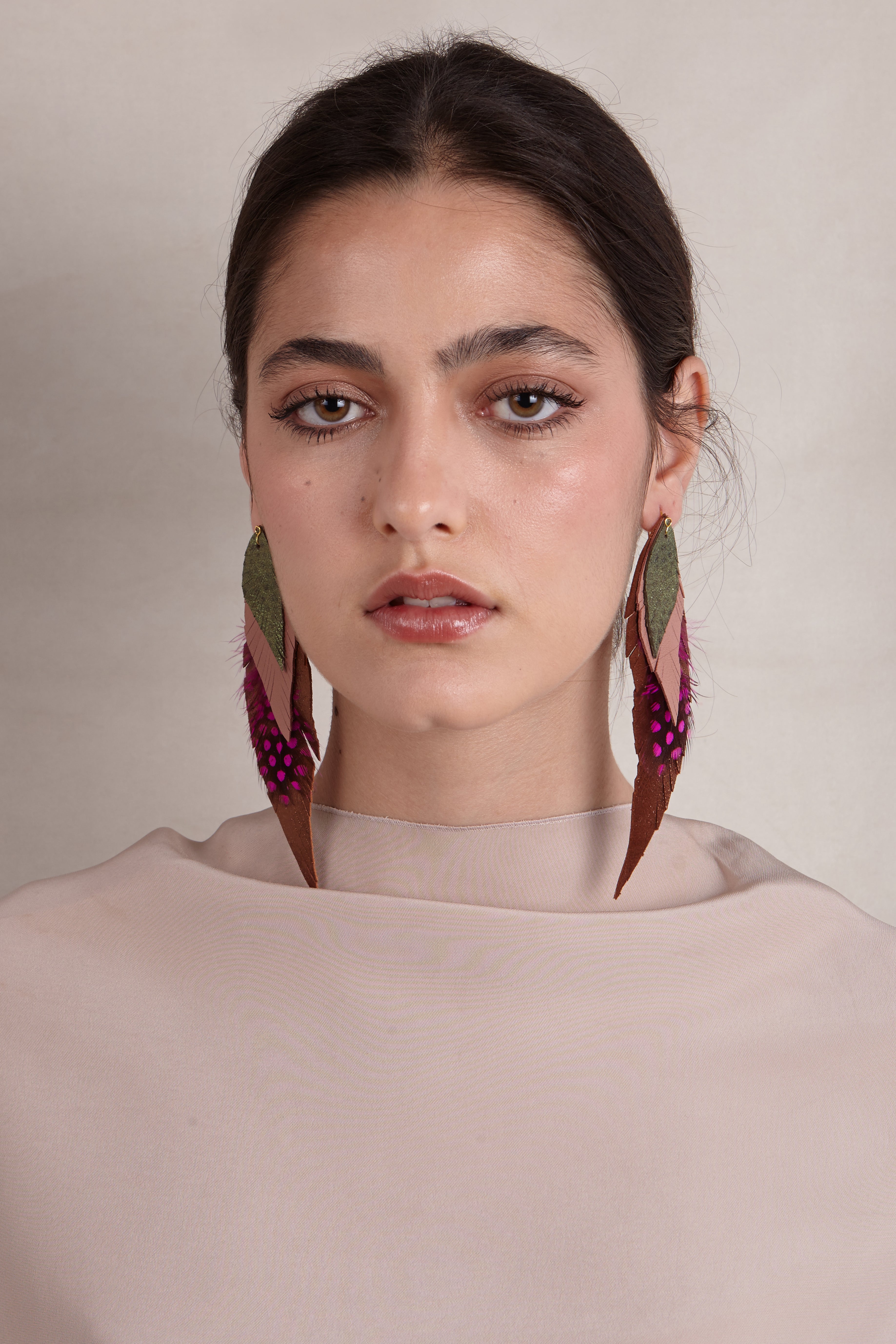 Large Mink Feather Earring