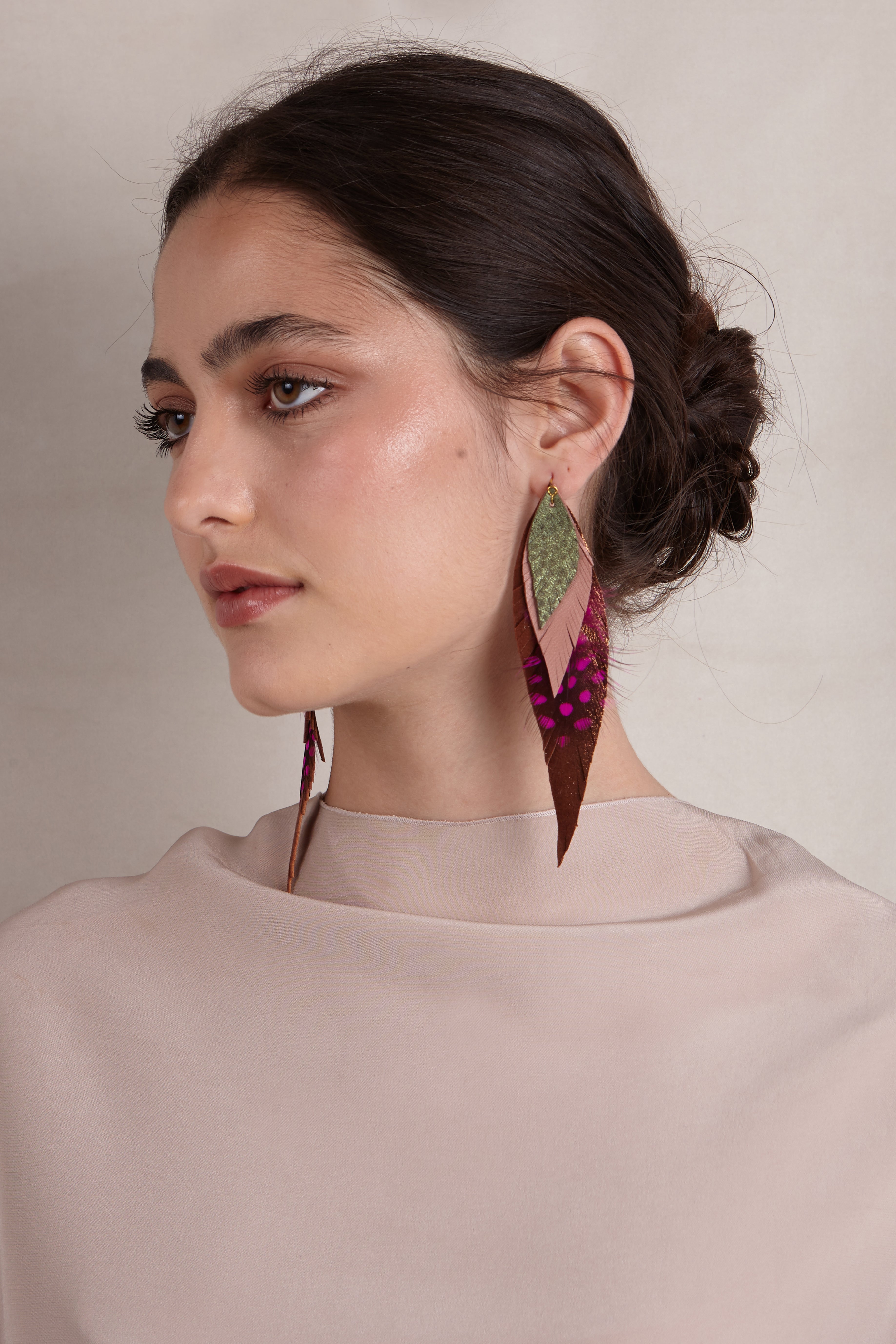 Large Mink Feather Earring