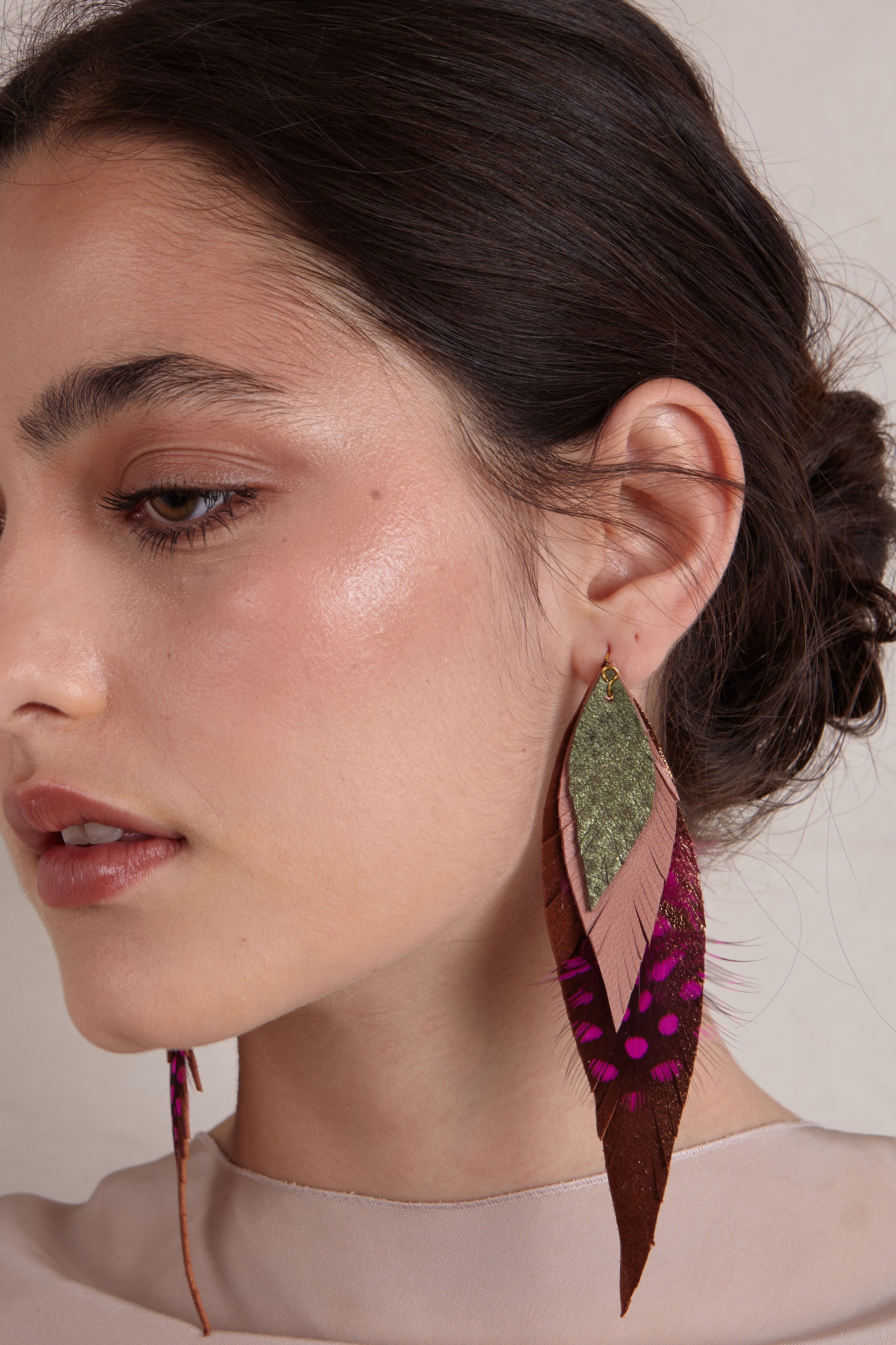 Large Mink Feather Earring