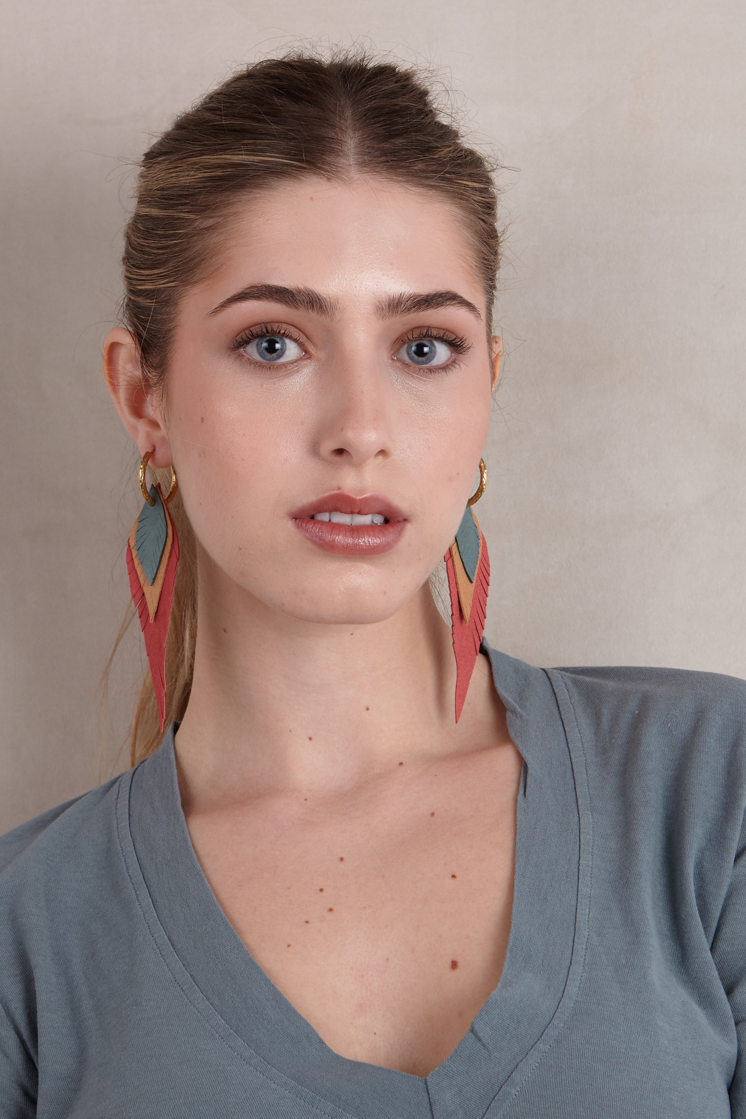 Small Purple Feather Earring