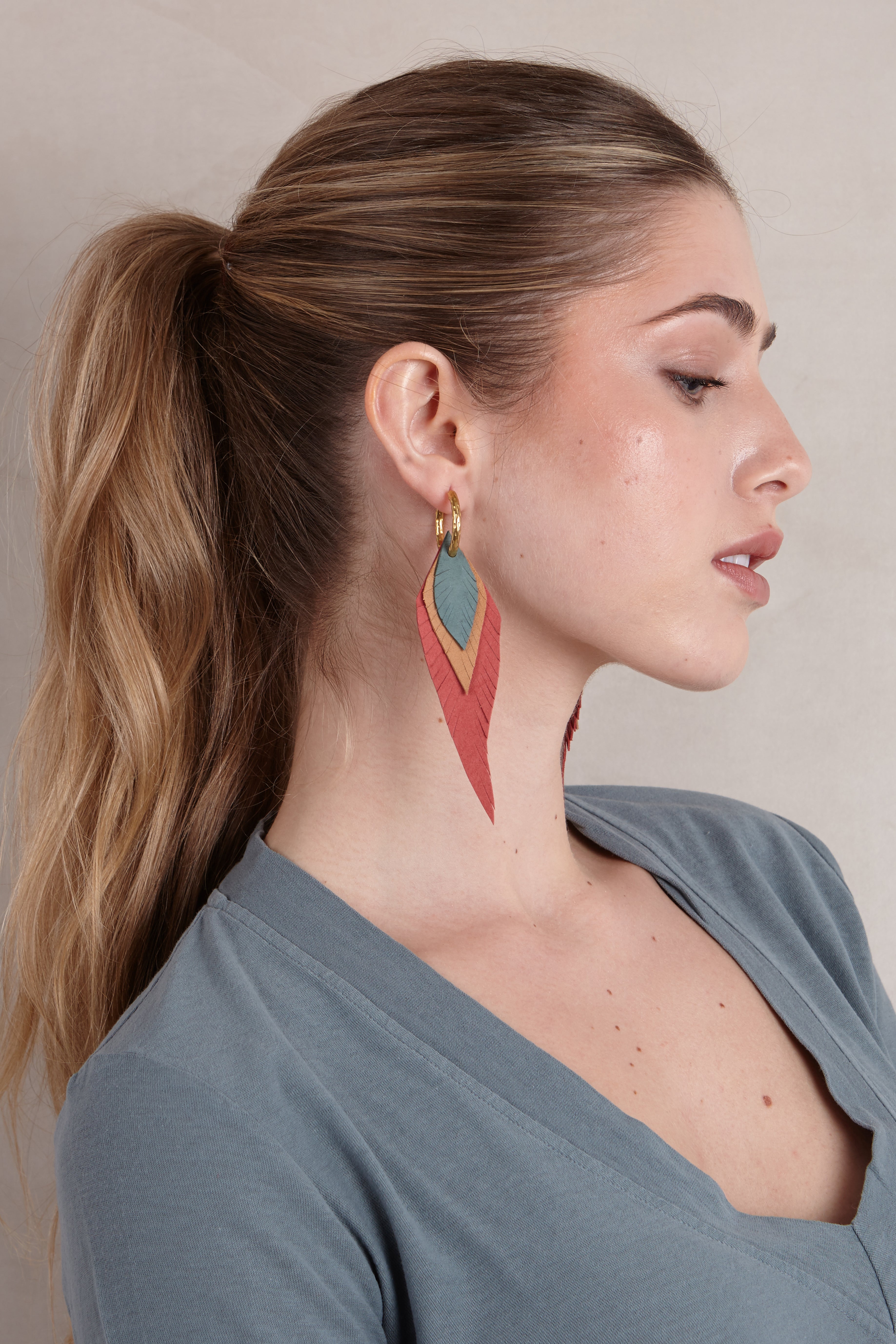 Small Purple Feather Earring