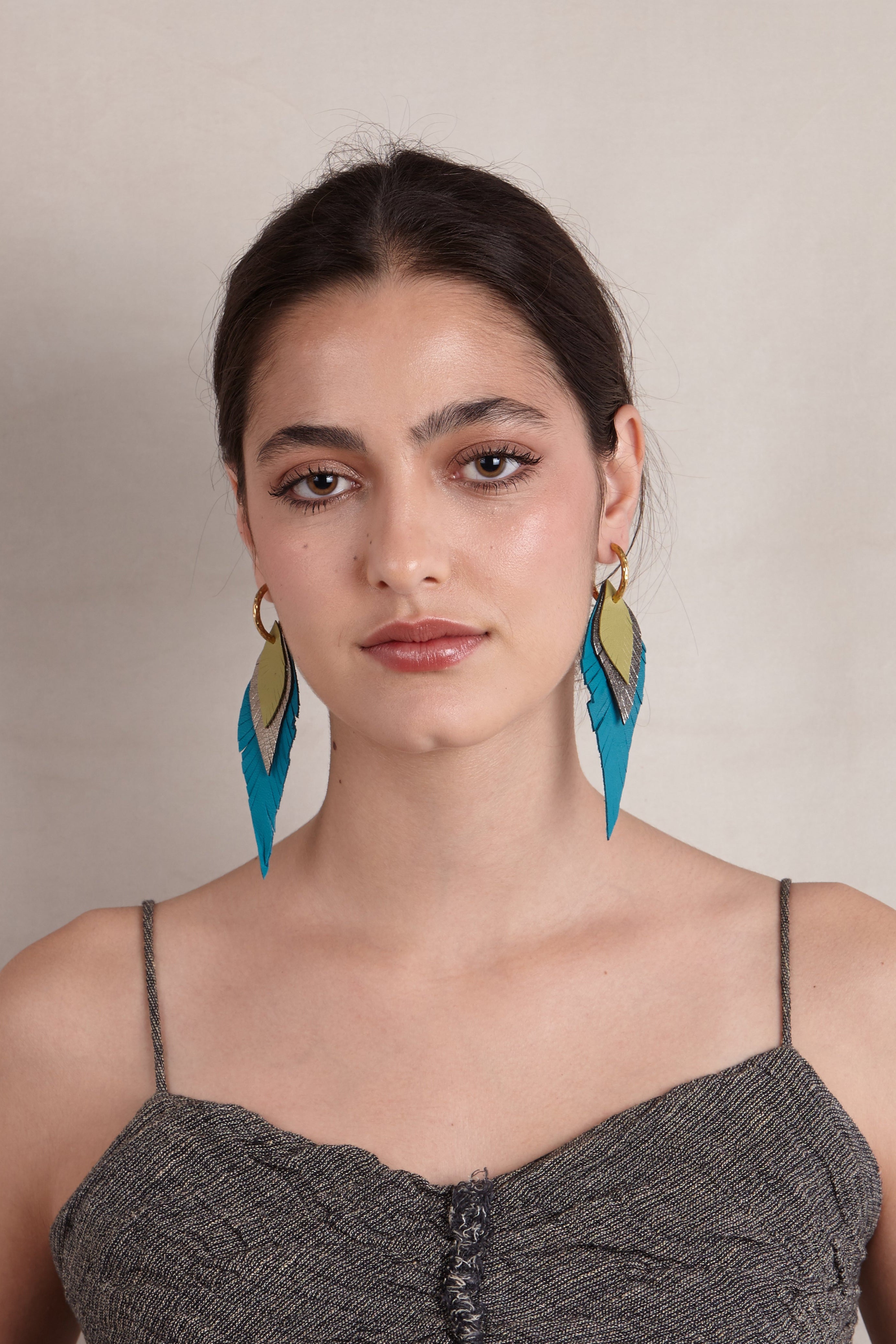 Small Purple Feather Earring