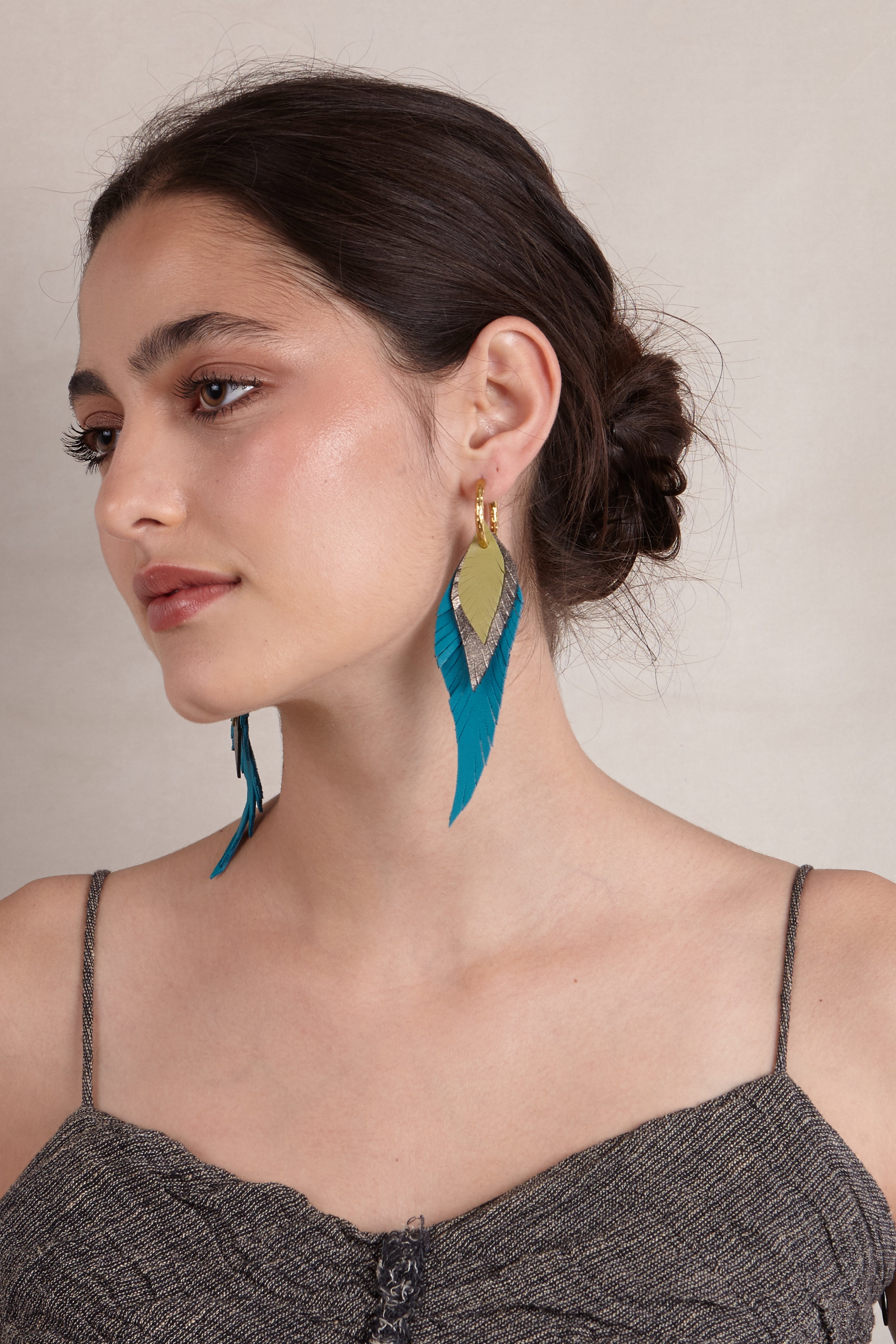 Small Purple Feather Earring