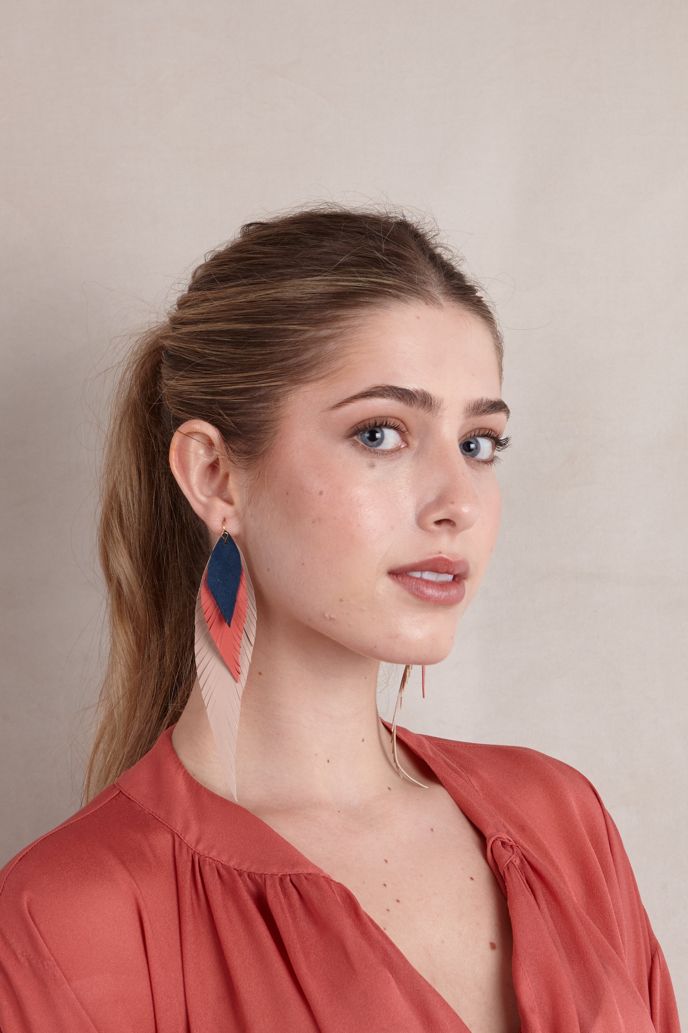 Large Mink Feather Earring