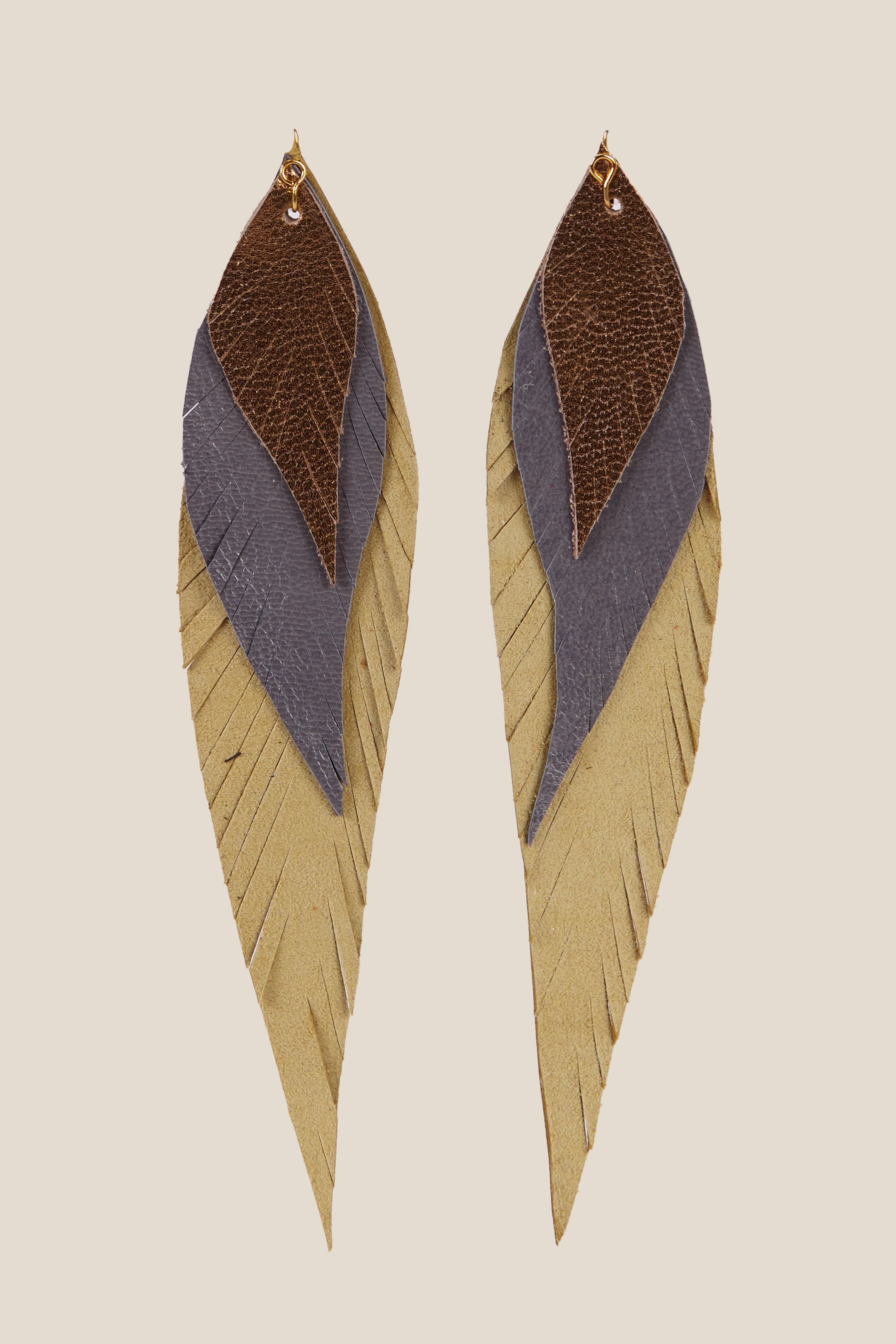 Pendiente Pluma Grande Pistacho