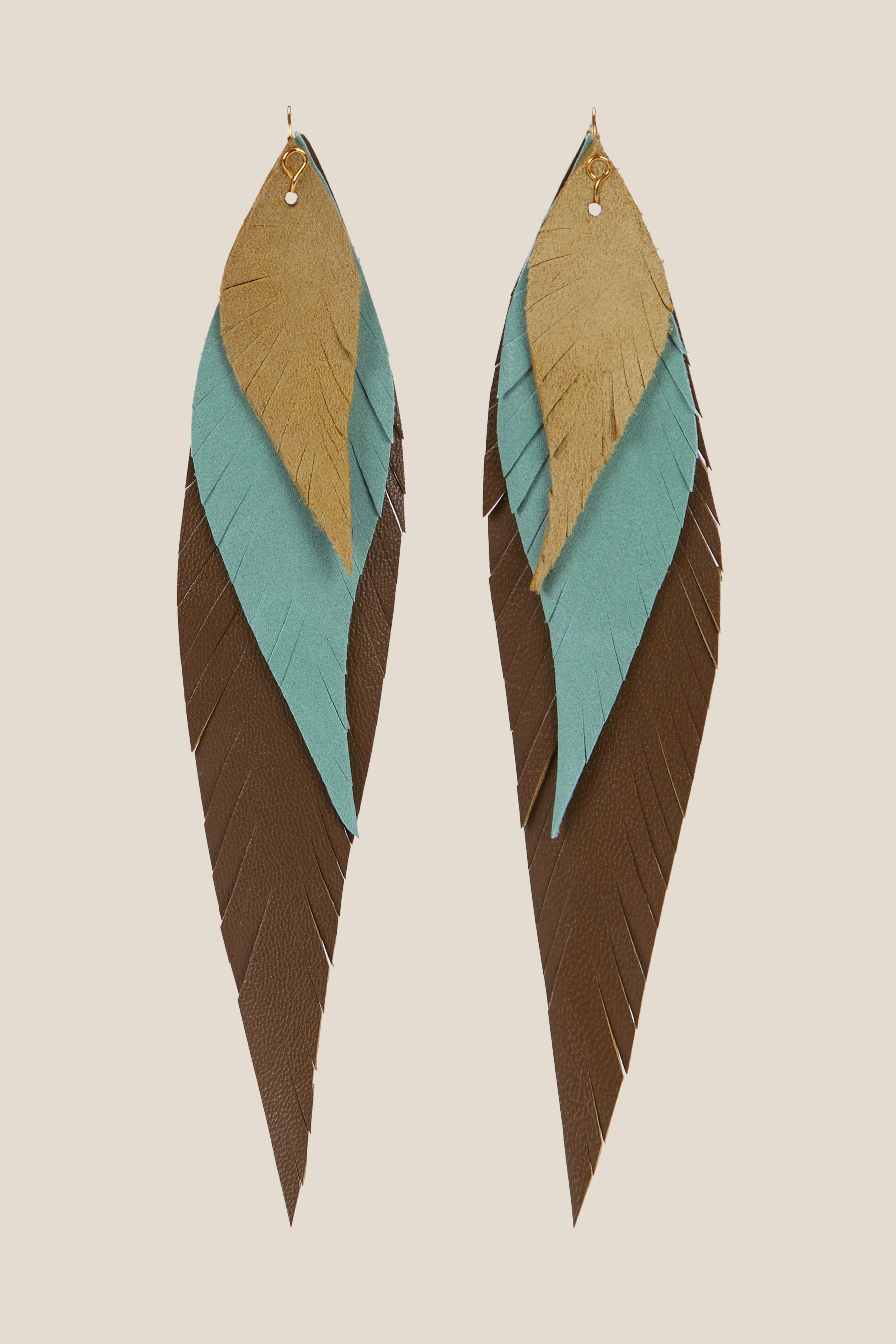 Pendiente Pluma Grande Verde Caza