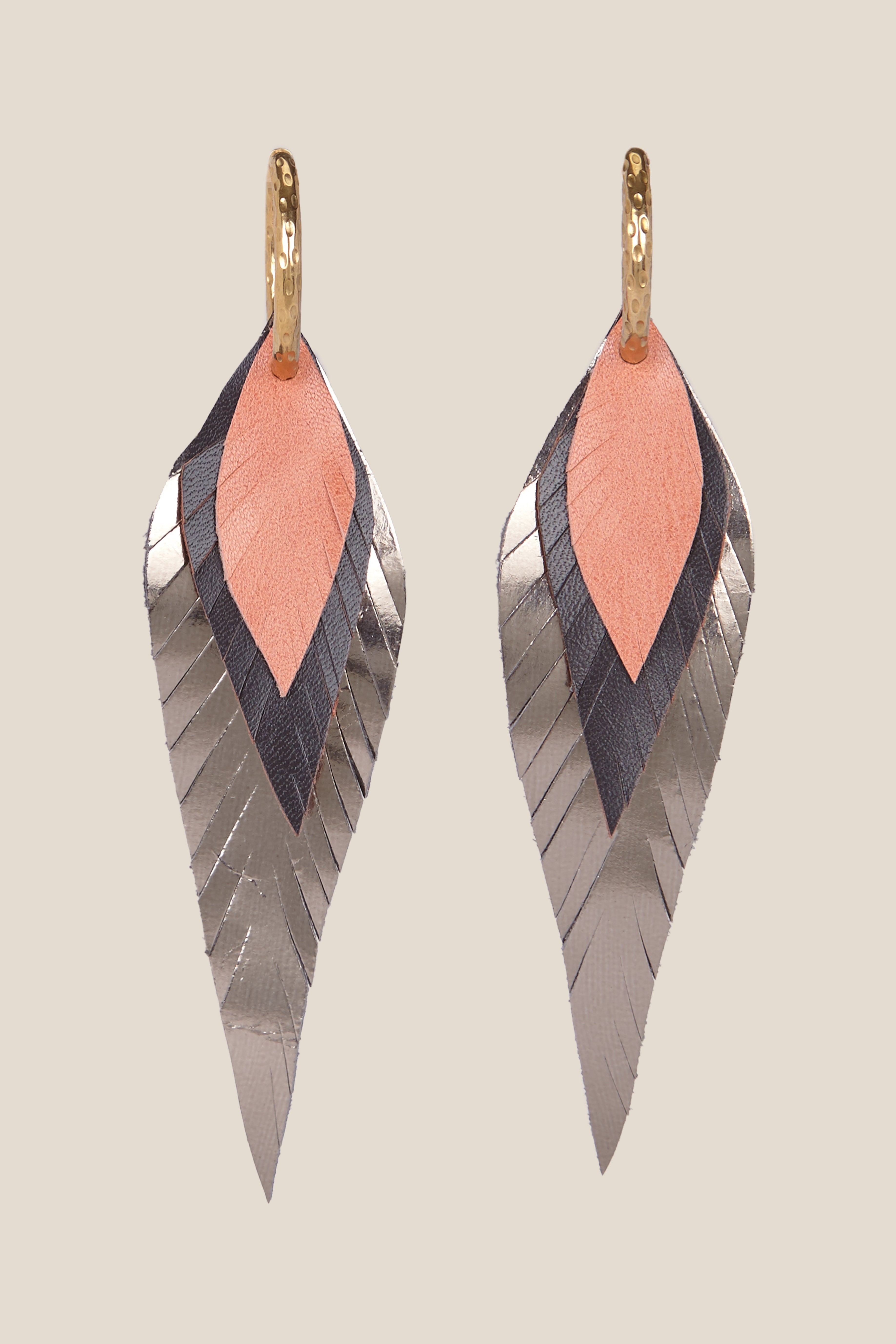 Pendiente Pequeño Pluma Plata