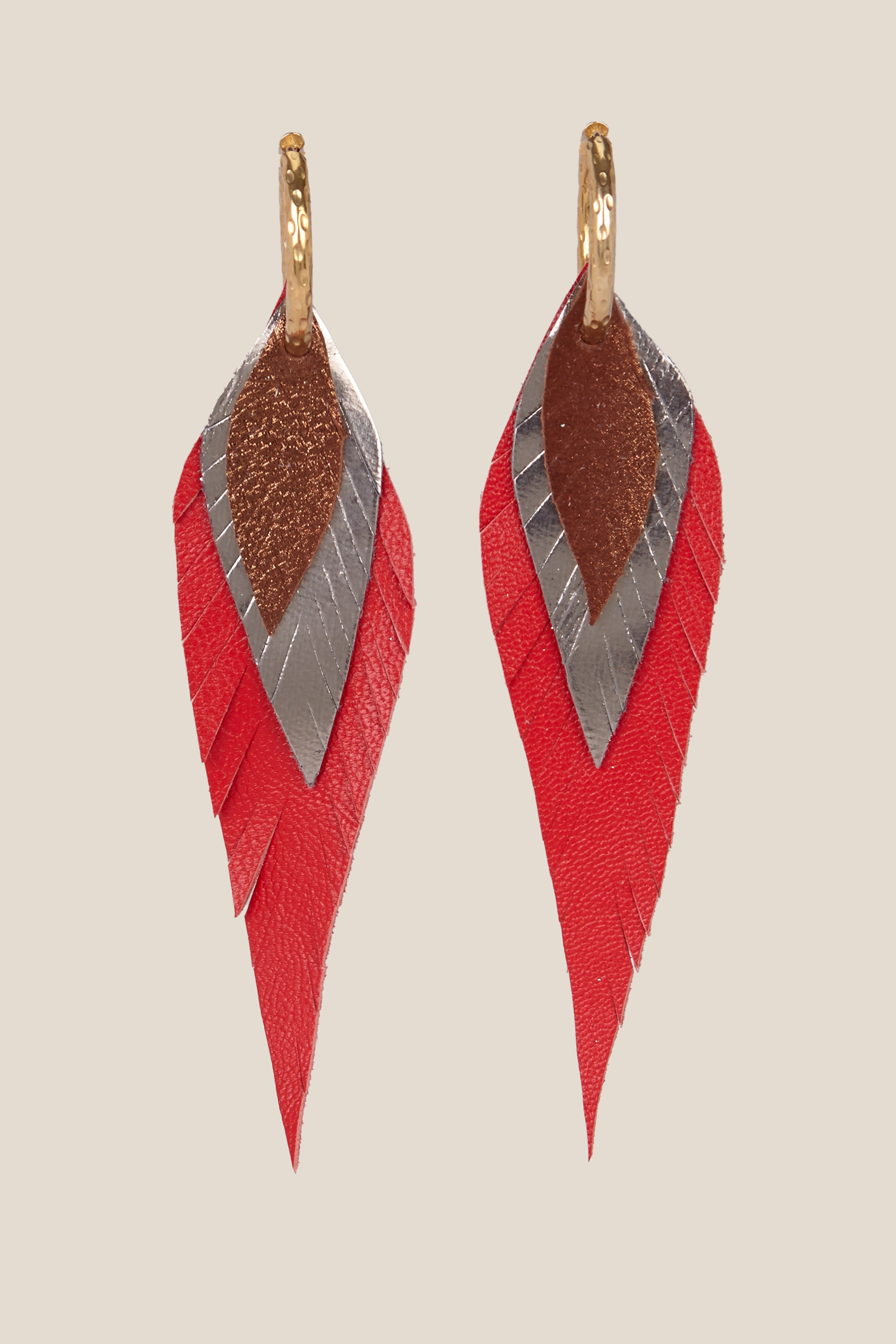 Pendiente Pluma Pequeño Rojo