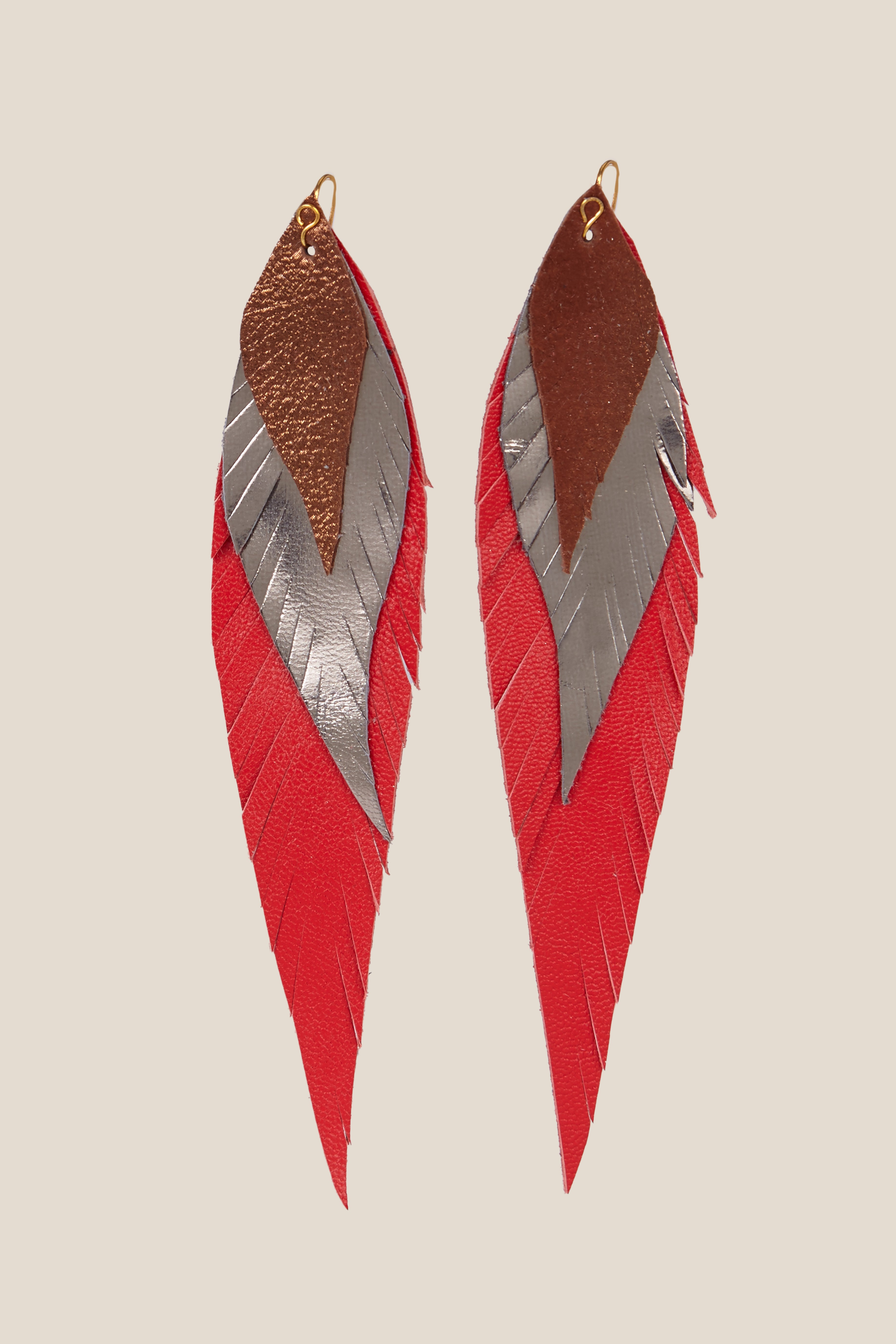 Pendiente Pluma Grande Rojo